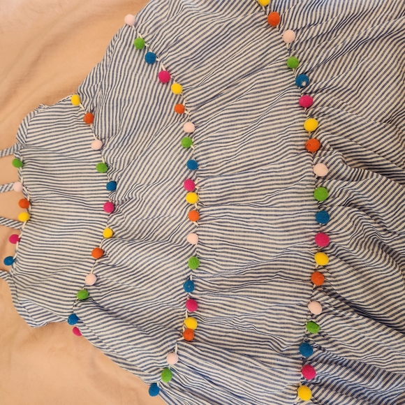 Striped Tommy Bahama Dress with Colorful Pom Poms - Picture 3 of 7
